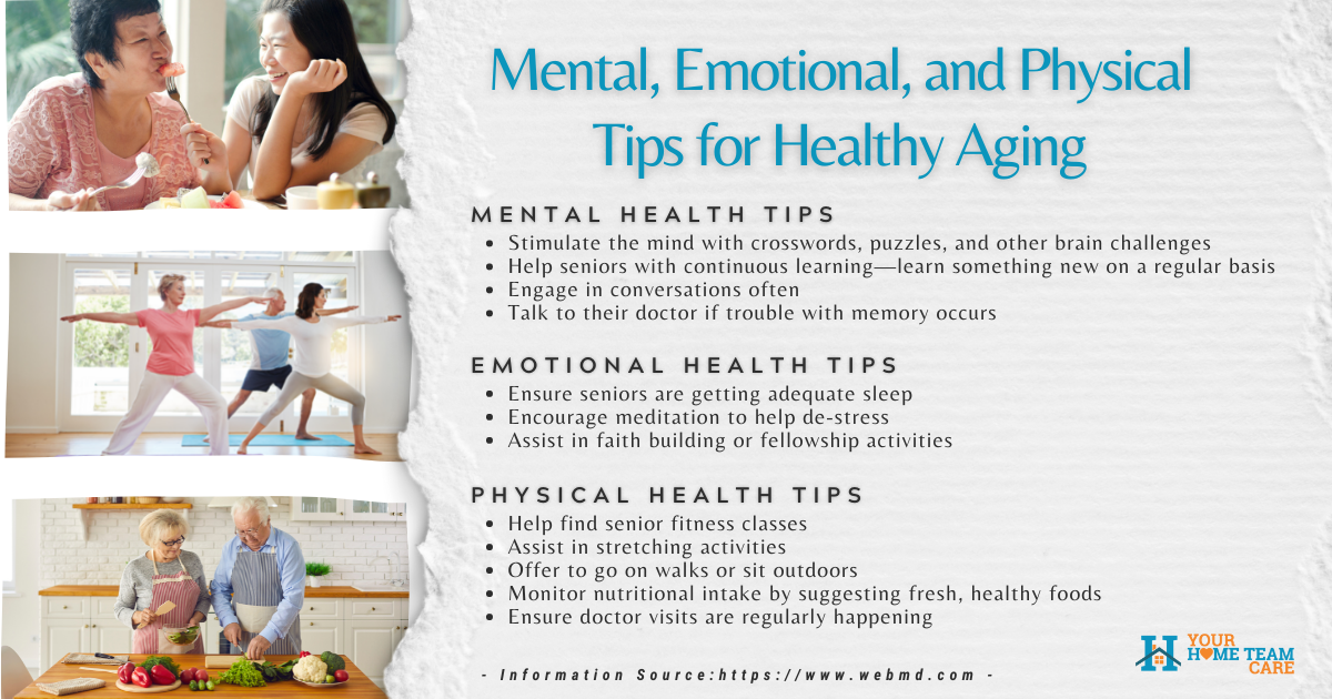 Health and wellness - Mental, emotional and physical tips for healthy aging
