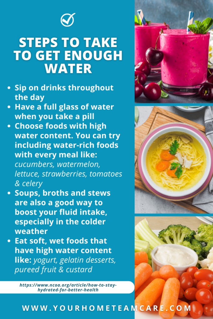 how to get enough water - tips to prevent dehydration for seniors